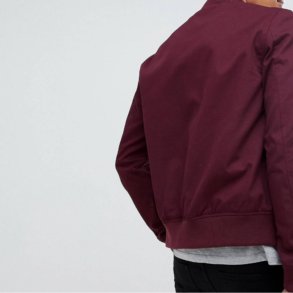 Worn Large Burgundy Suede Zip Up Bomber Jacket